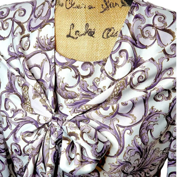 MARRY ME Vintage Women's Regal Shawl Satin Pencil Dress Size Medium Purple - Picture 2 of 15